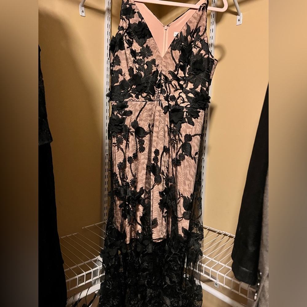 Dress the Population Black and Pink Floral semi formal